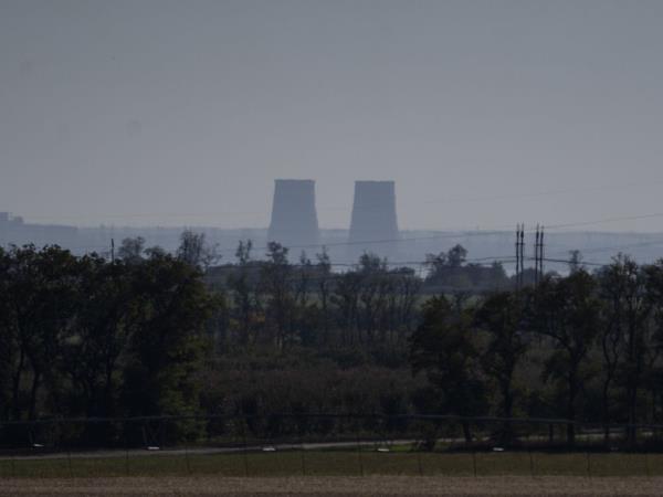 Zaporizhzhia nuclear power plant is seen from around twenty kilometers away in an area in the Dnipropetrovsk region, Ukraine, Monday, Oct. 17, 2022.